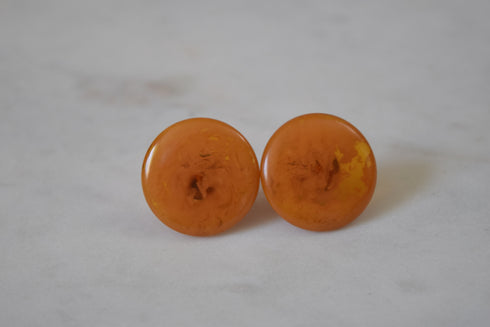 Marbled Butterscotch Bakelite Screw back Earrings
